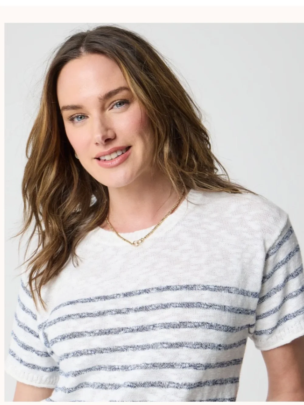 J crew Striped short-sleeve relaxed beach sweater